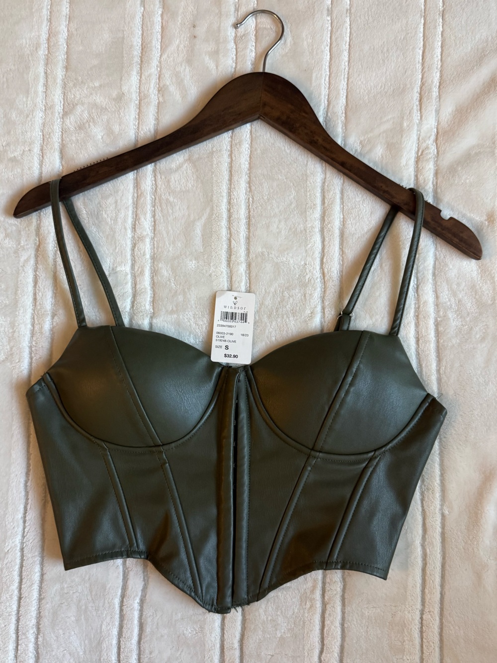 NWT Windsor faux leather olive sexy corset going out top